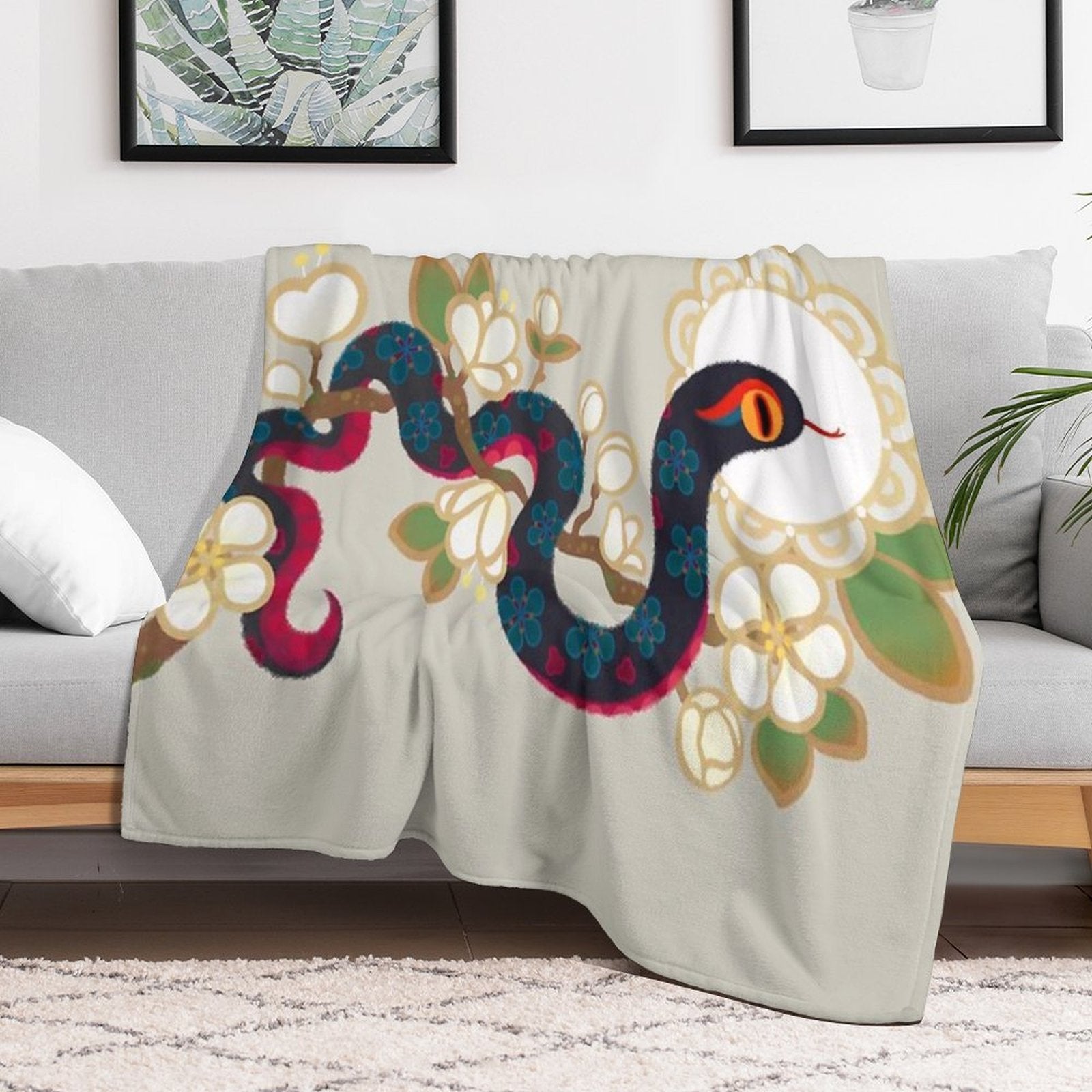 Snake And Flowers 2 Comfort Throw Blanket
