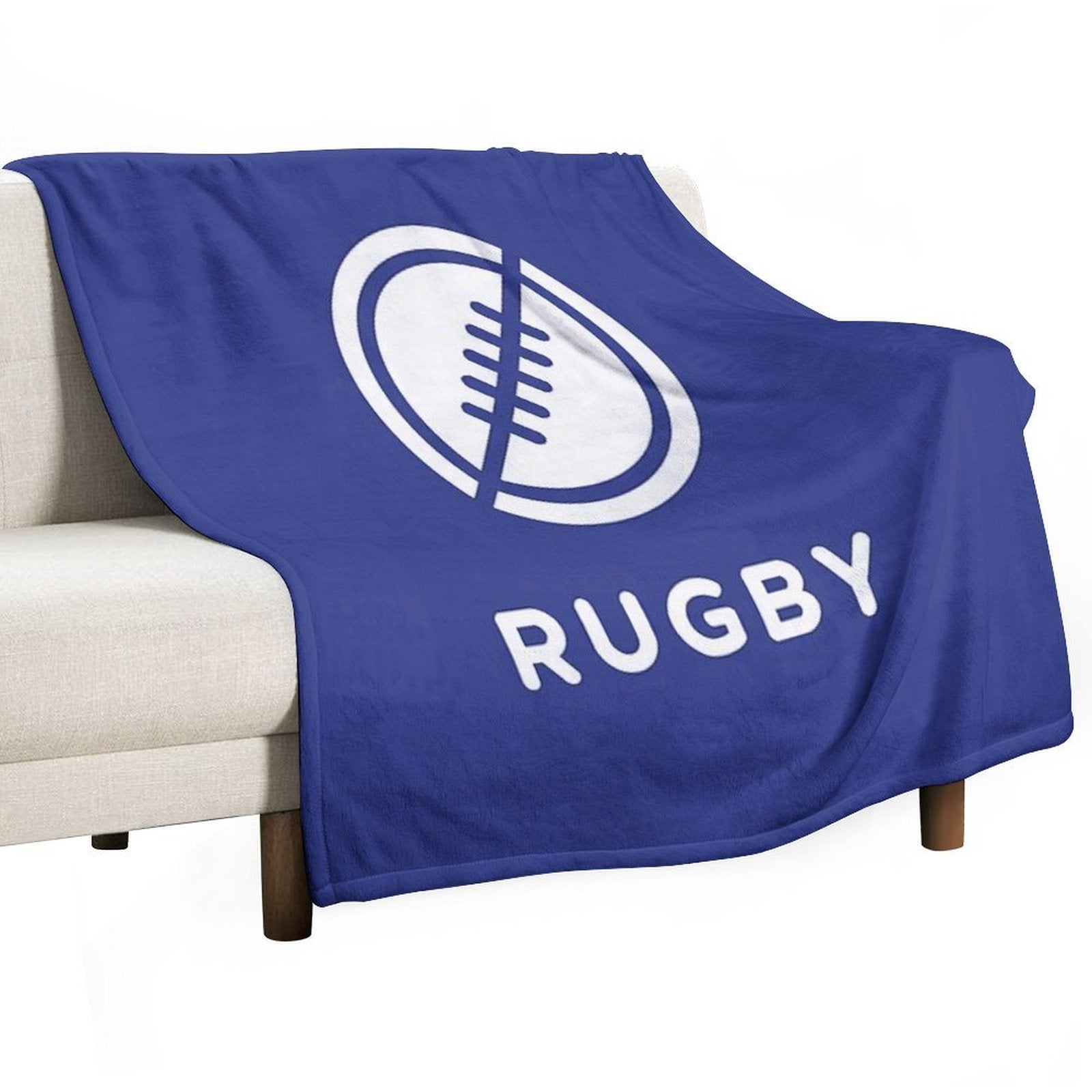 Tough Tackle Rugby Logo in White Versatility Throw Blanket