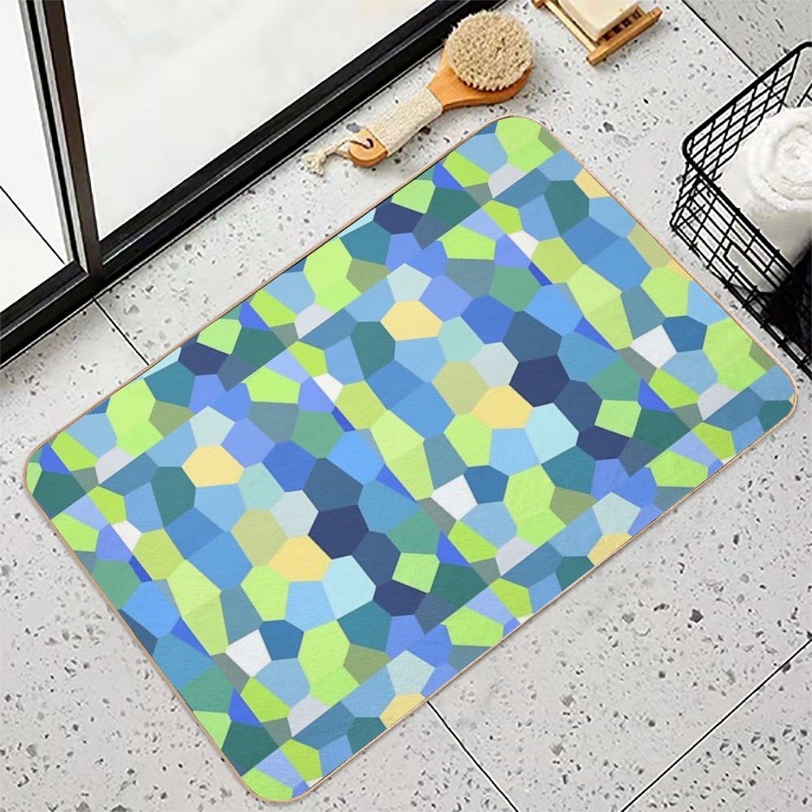 Colorful Mosaic Decorative Artwork III  Fade-Resistant Bath Mat