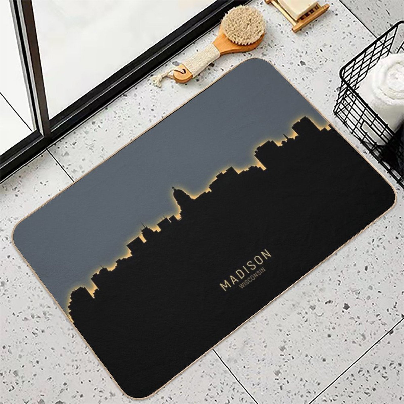 Madison Wisconsin Skyline  Fade-Resistant Bath Mat