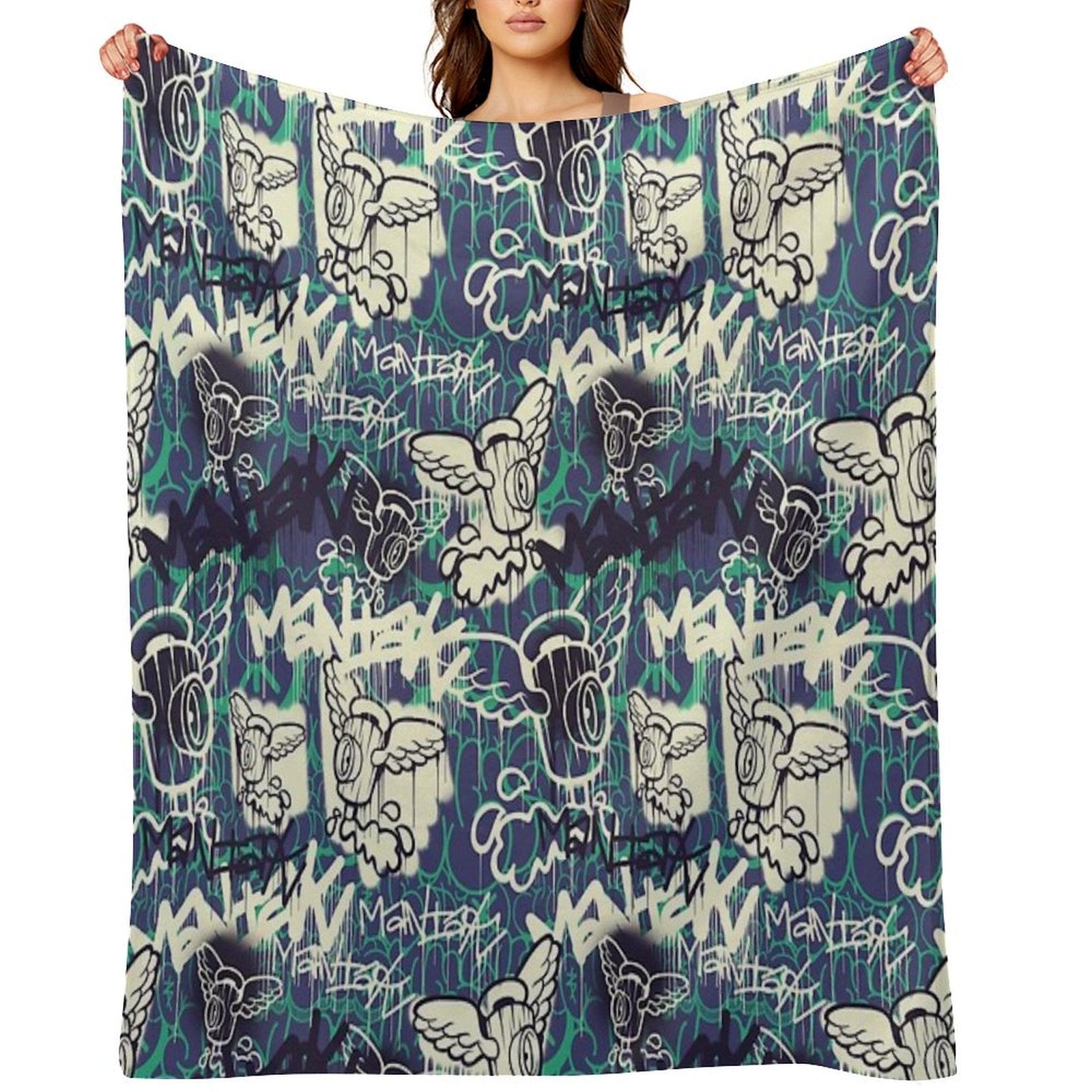Maniak Spray Cap Angel Patterned Print Premium Throw Blanket