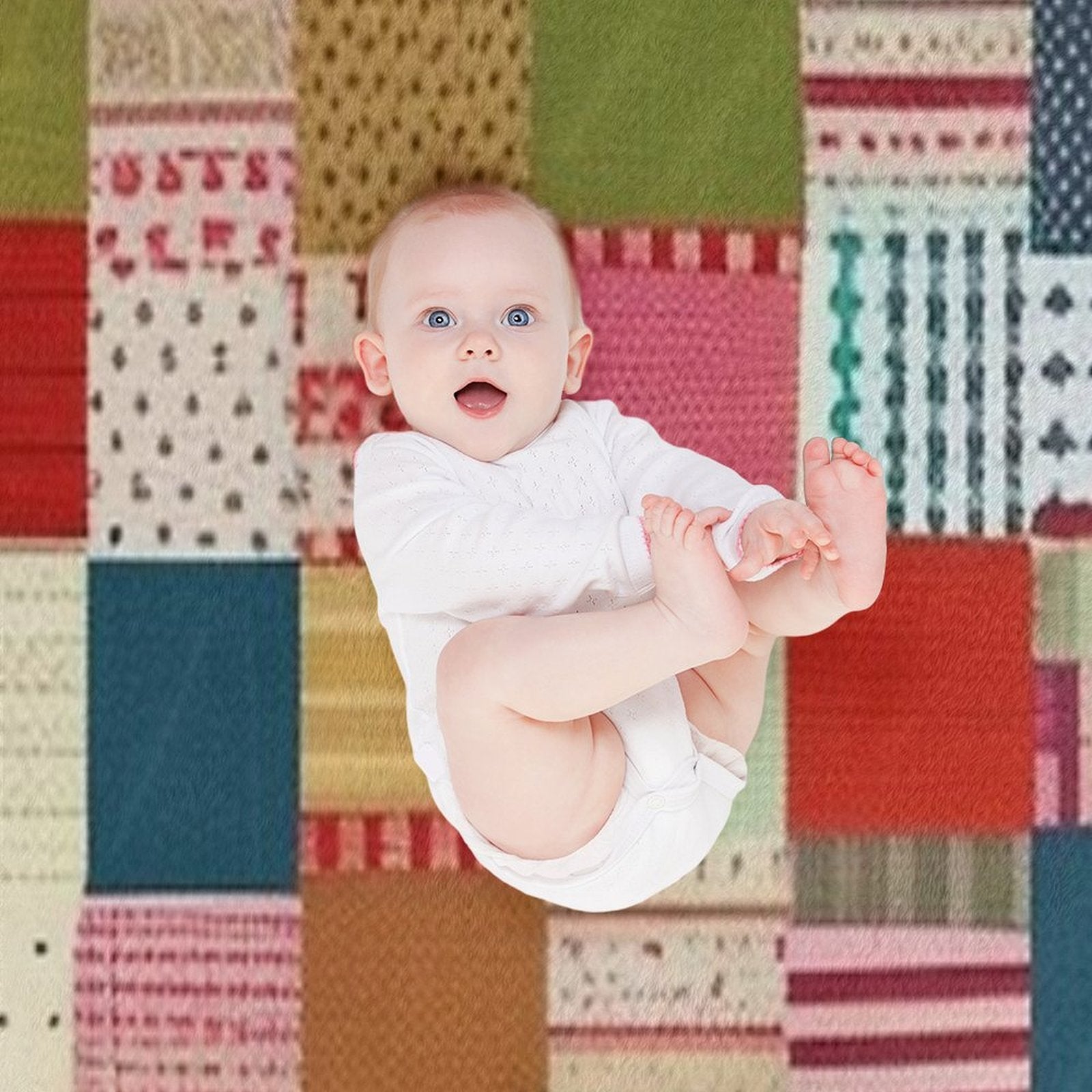 Burlap Patchwork Quilt Easy Care Throw Blanket