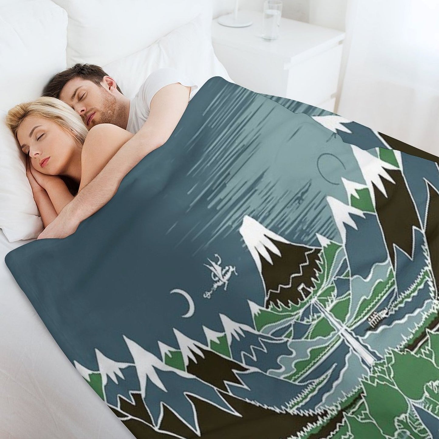 Midnight Forest Mountain Path in The Style of J.R.R.Tolkien Easy Care Throw Blanket