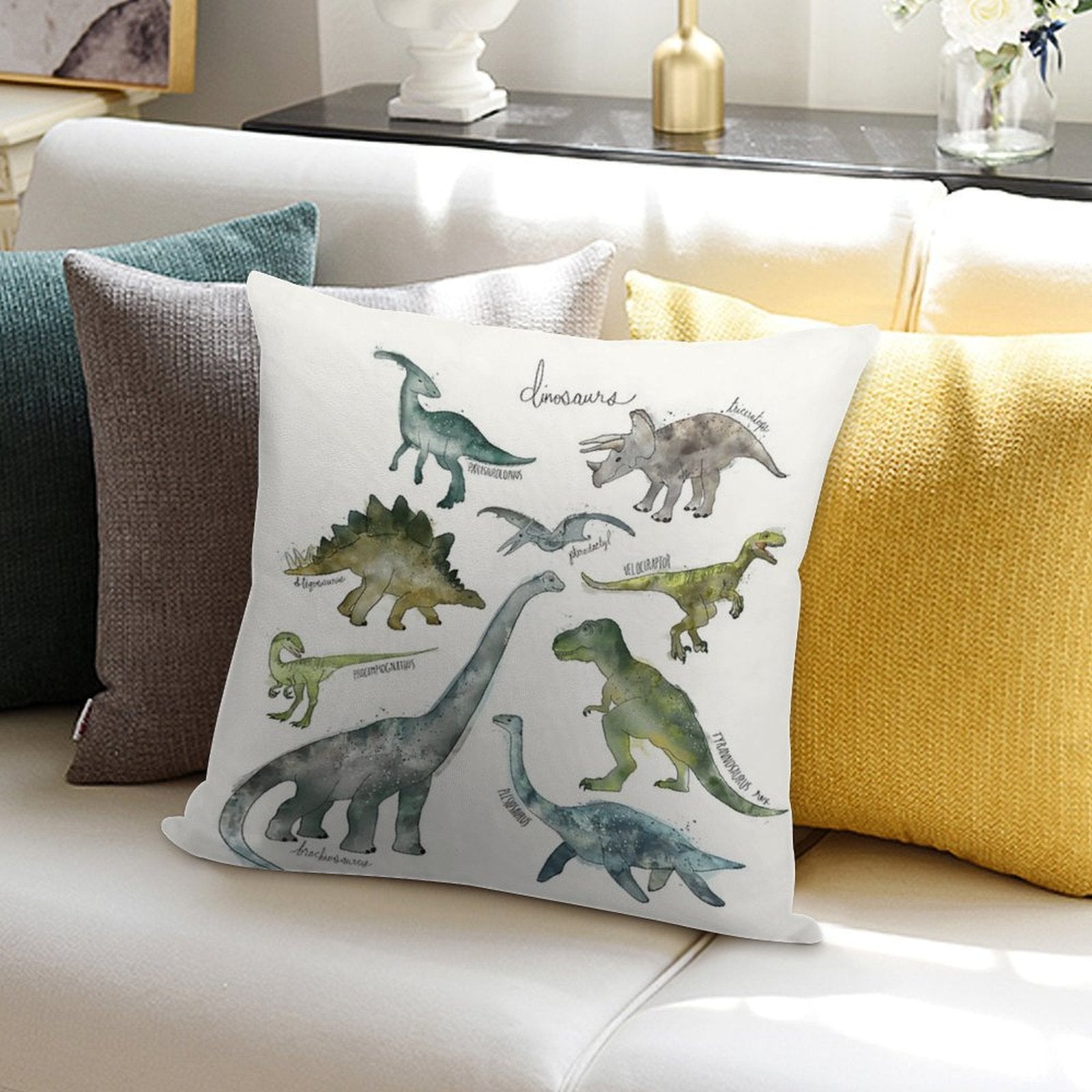 Dinosaurs Soft Skin-Friendly Throw Pillow