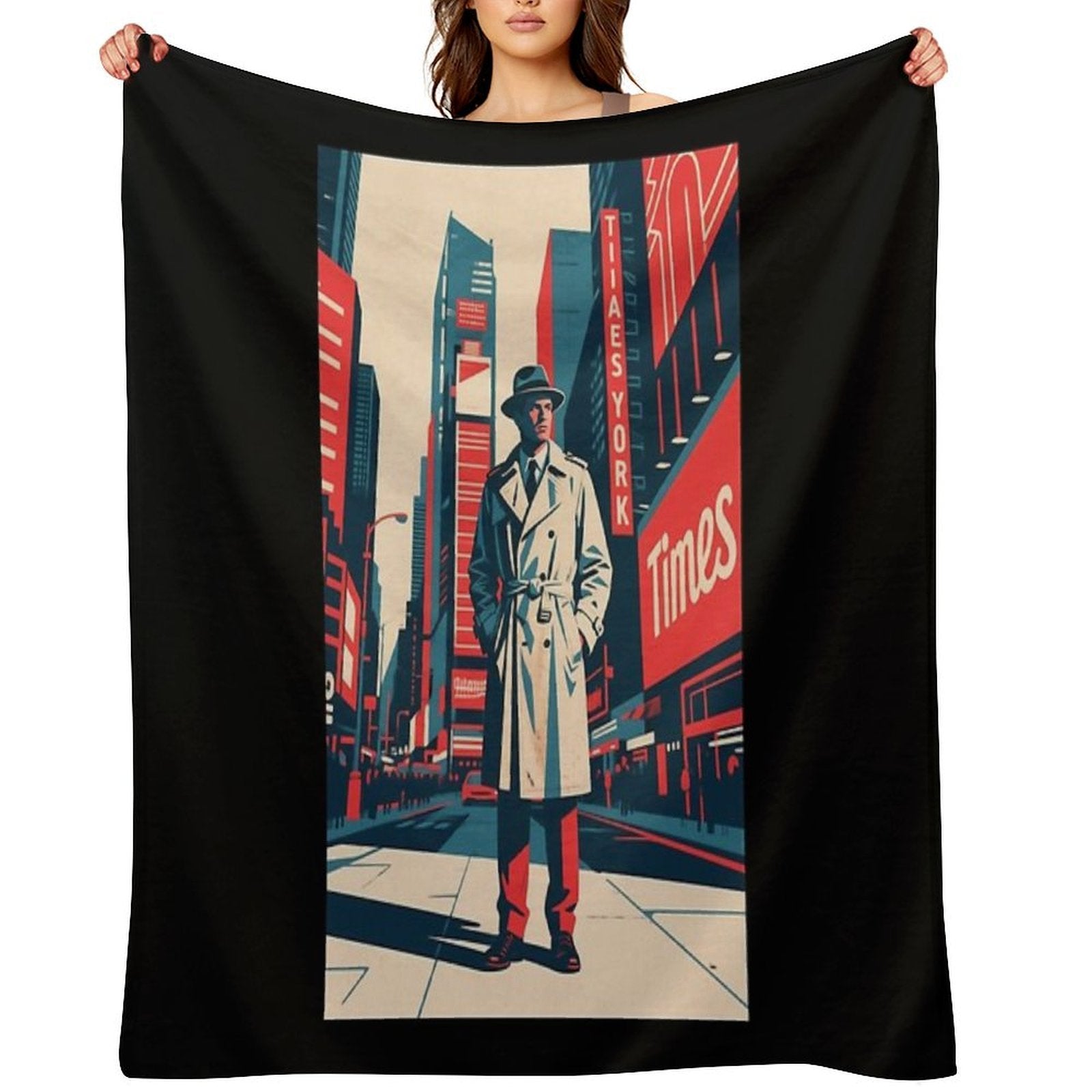 Bold Stranger in Times Square – Hope Style Urban Art Premium Throw Blanket
