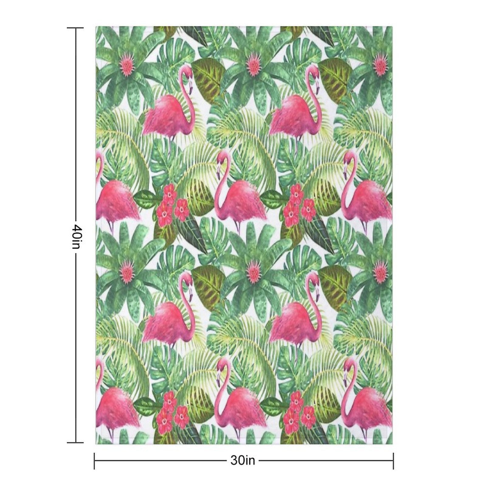 Tropical Exotic Seamless Pattern with Pink Flamingos on White Background Premium Throw Blanket