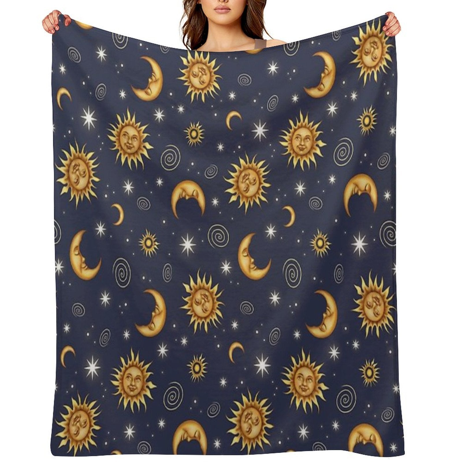 Vintage Celestial Pattern Wrinkle-free Throw Blanket