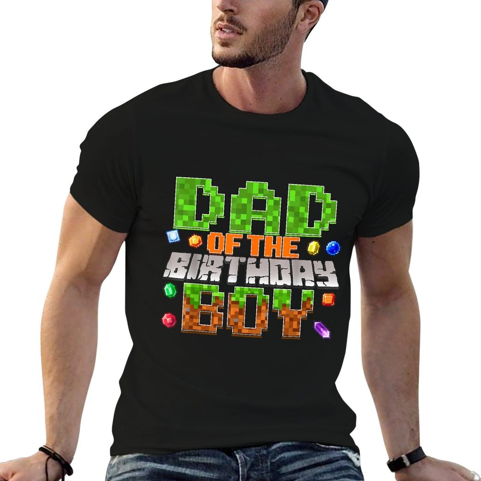 Dad Of The Birthday Boy Party Video Gamer Pixel Number  Breathable T-Shirt