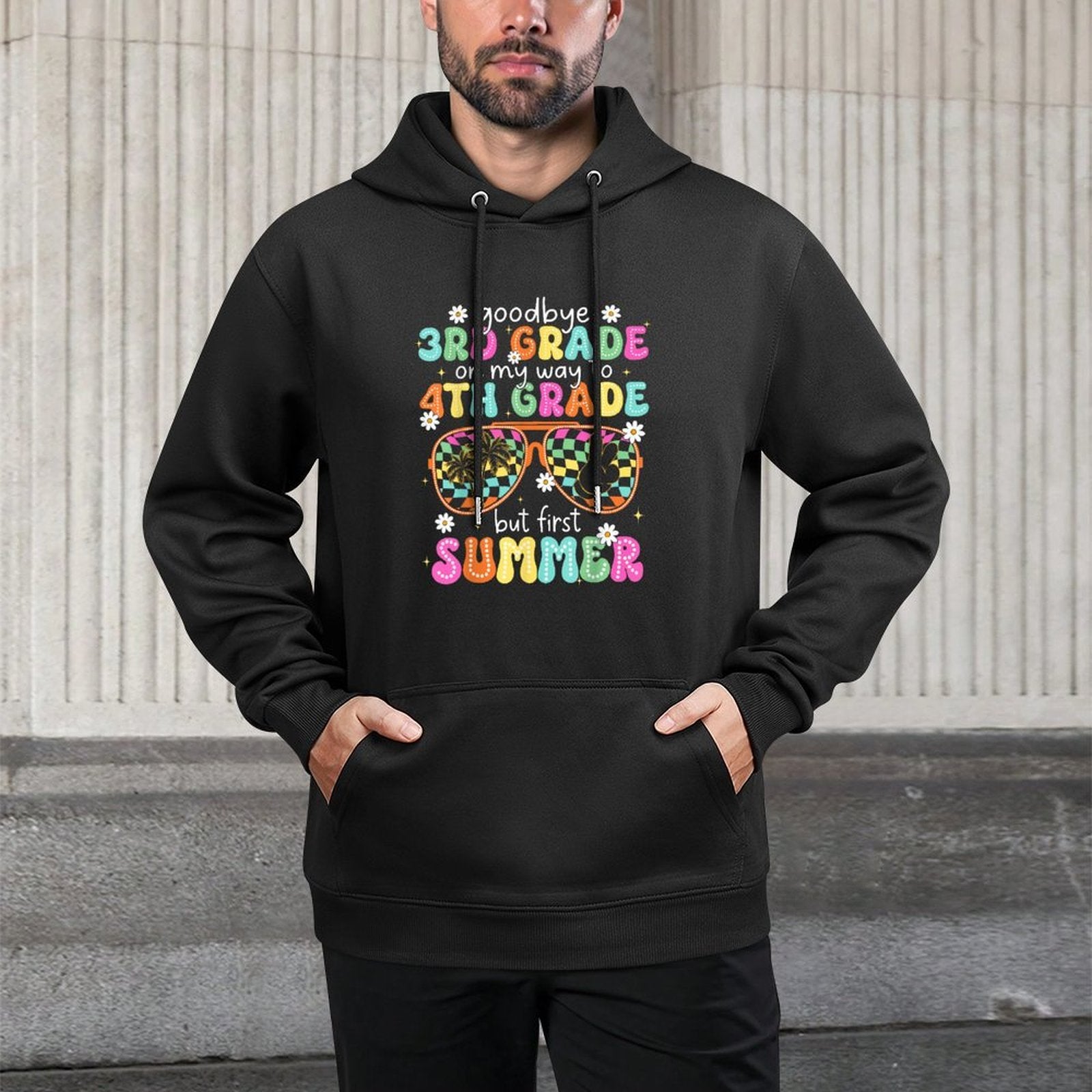 Goodbye 3rd Grade On My Way to 4th Grade Last Day Of School Medium-Weight Fabric Hoodie