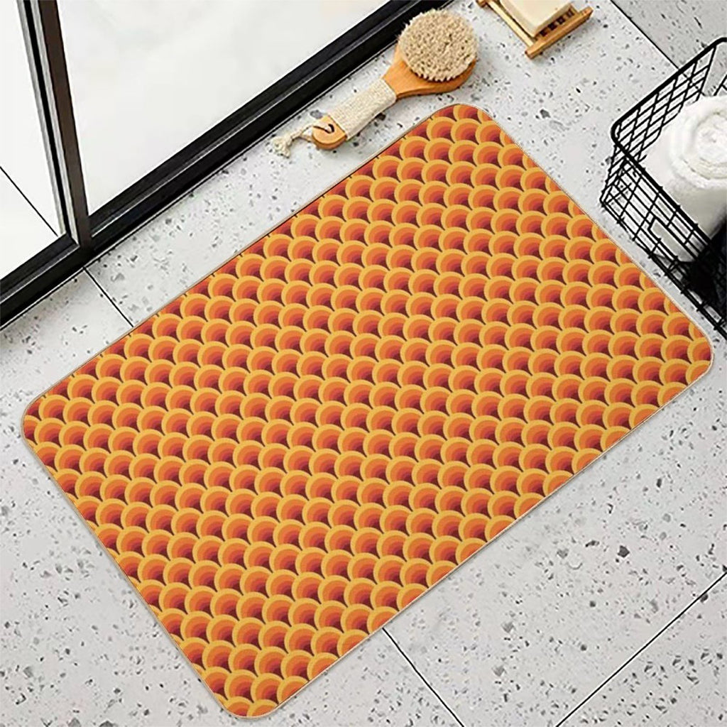 Orange Wave Gradient Retro Pattern  Dirt-Trapping Bath Mat