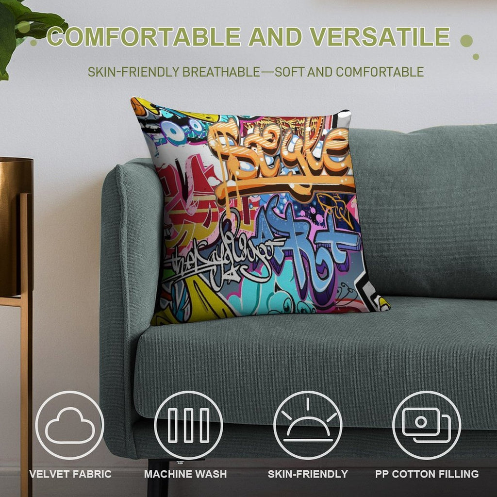 Graffiti Soft Shrink-Resistant Throw Pillow