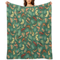 Gecko Family in Green Durable Throw Blanket