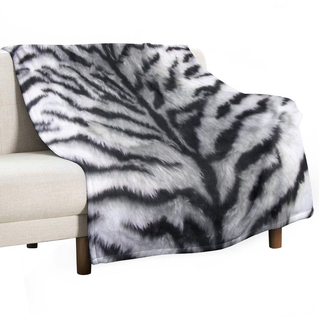 White Tiger Print Animal Skin Fur Pattern Shrink-resistant Throw Blanket