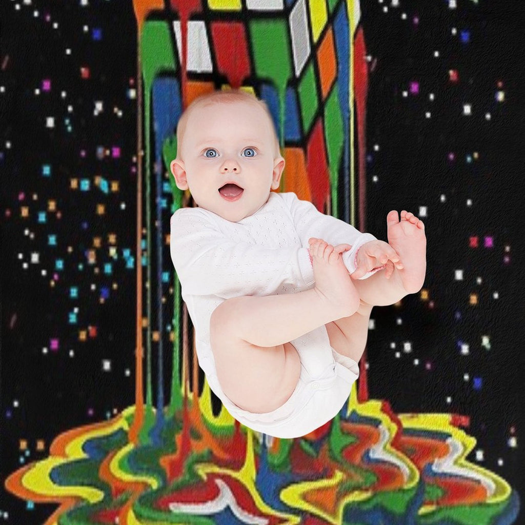 Awesome Graphic Melting Rubik Rubix Rubics Cube Durable Throw Blanket