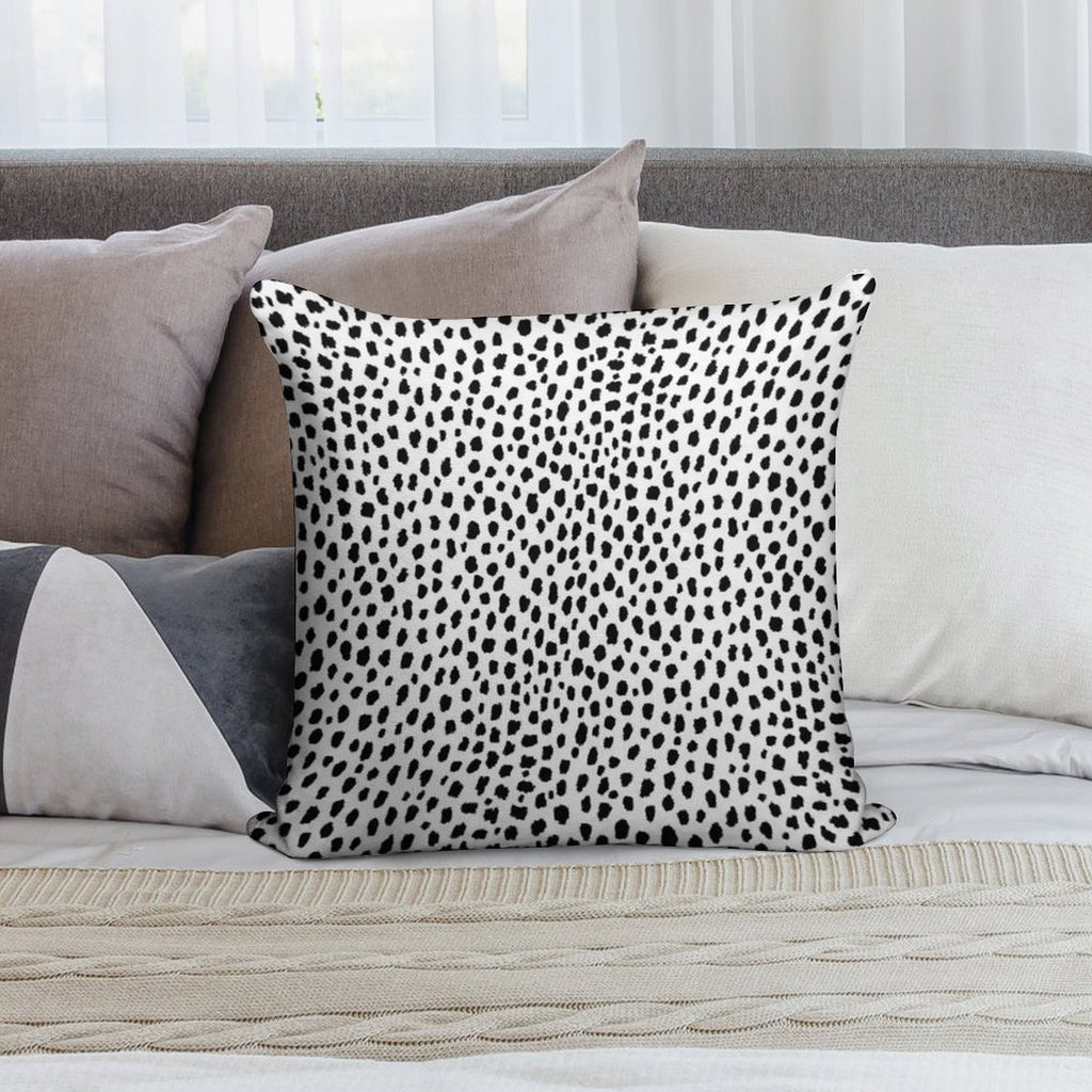 Dalmatian Spots (blackwhite) Soft Shrink-Resistant Throw Pillow