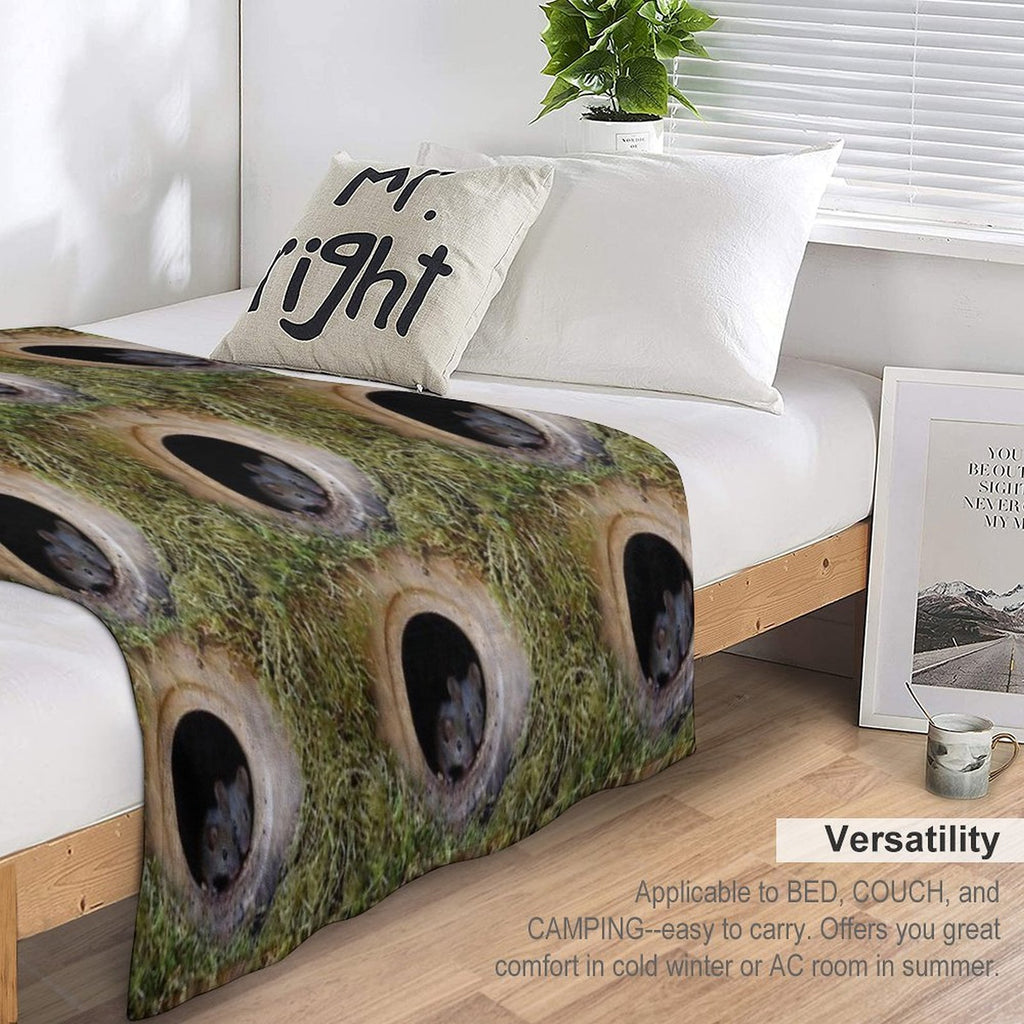 Two Baby Mice in The Log Pile All-season Throw Blanket