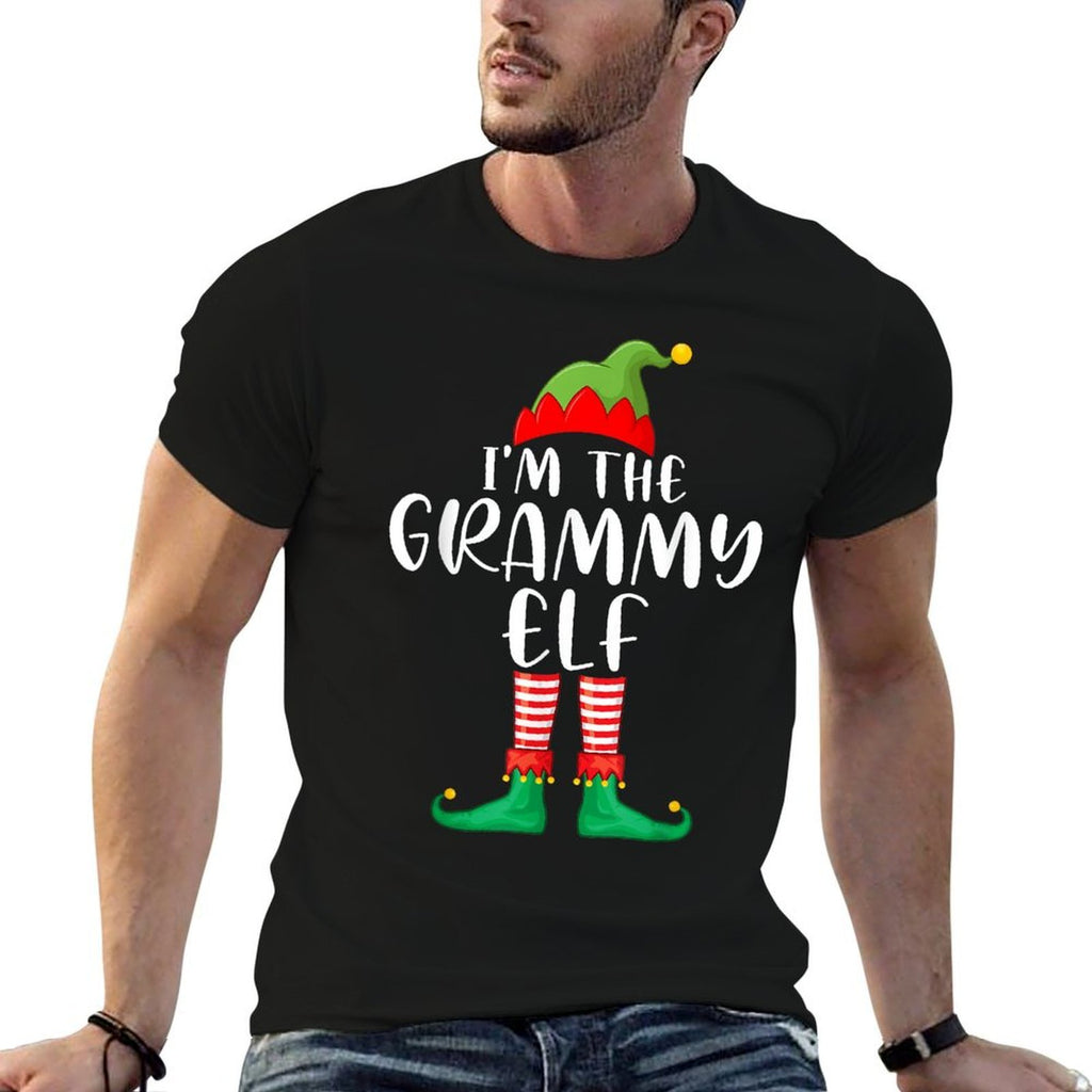 Grammy Elf Matching Family Group Christmas Party Pajama Gift  Oversized Silhouette T-Shirt