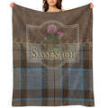 Outlander - Sassenach Leather And Tartan with Thistles And Leaves Easy Care Throw Blanket
