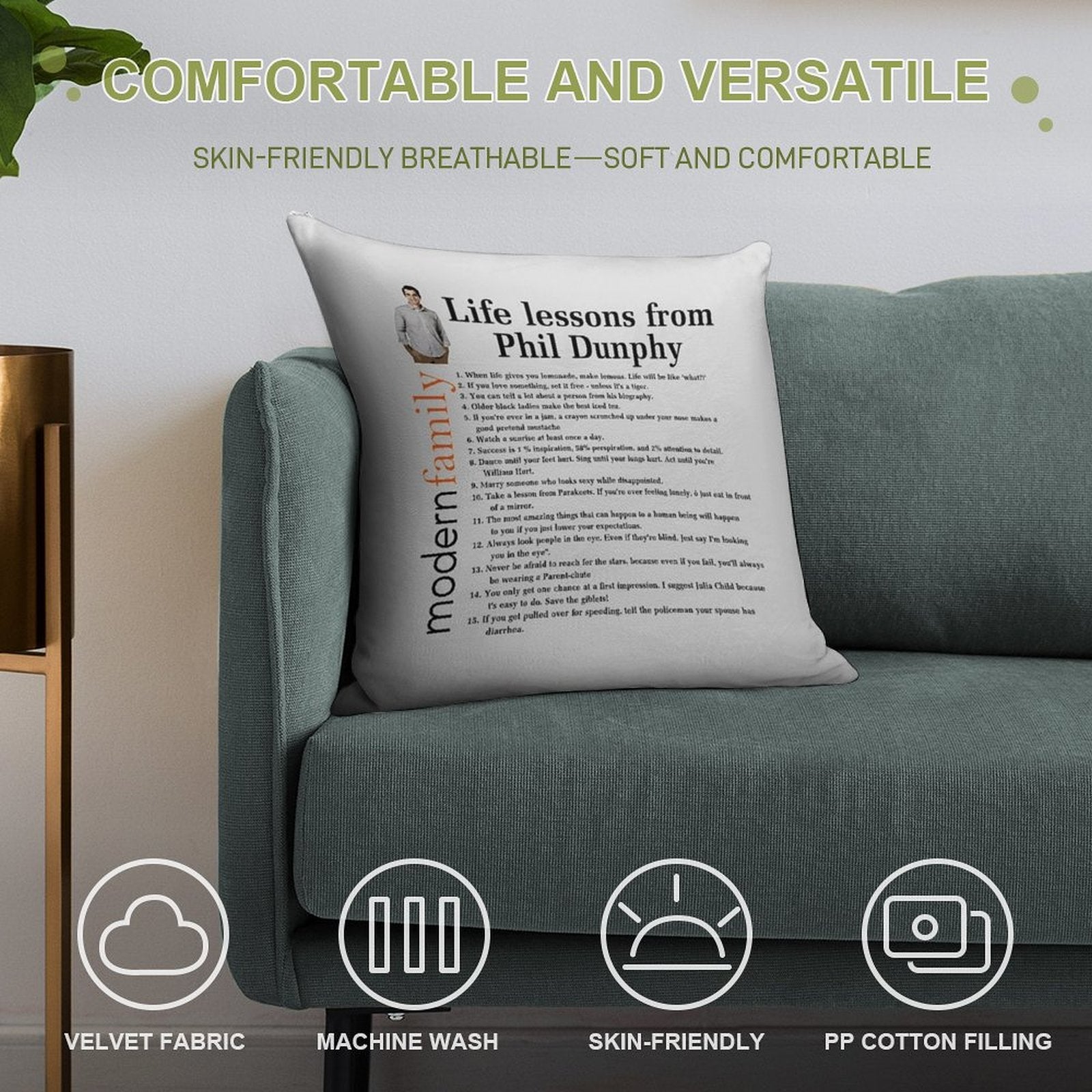 Life Lessons From Phil Dunphy Modern Family Films Sitcom Movie Cameron Tucker Alex Dunphy Gift Graph Soft Bedroom Essential Throw Pillow