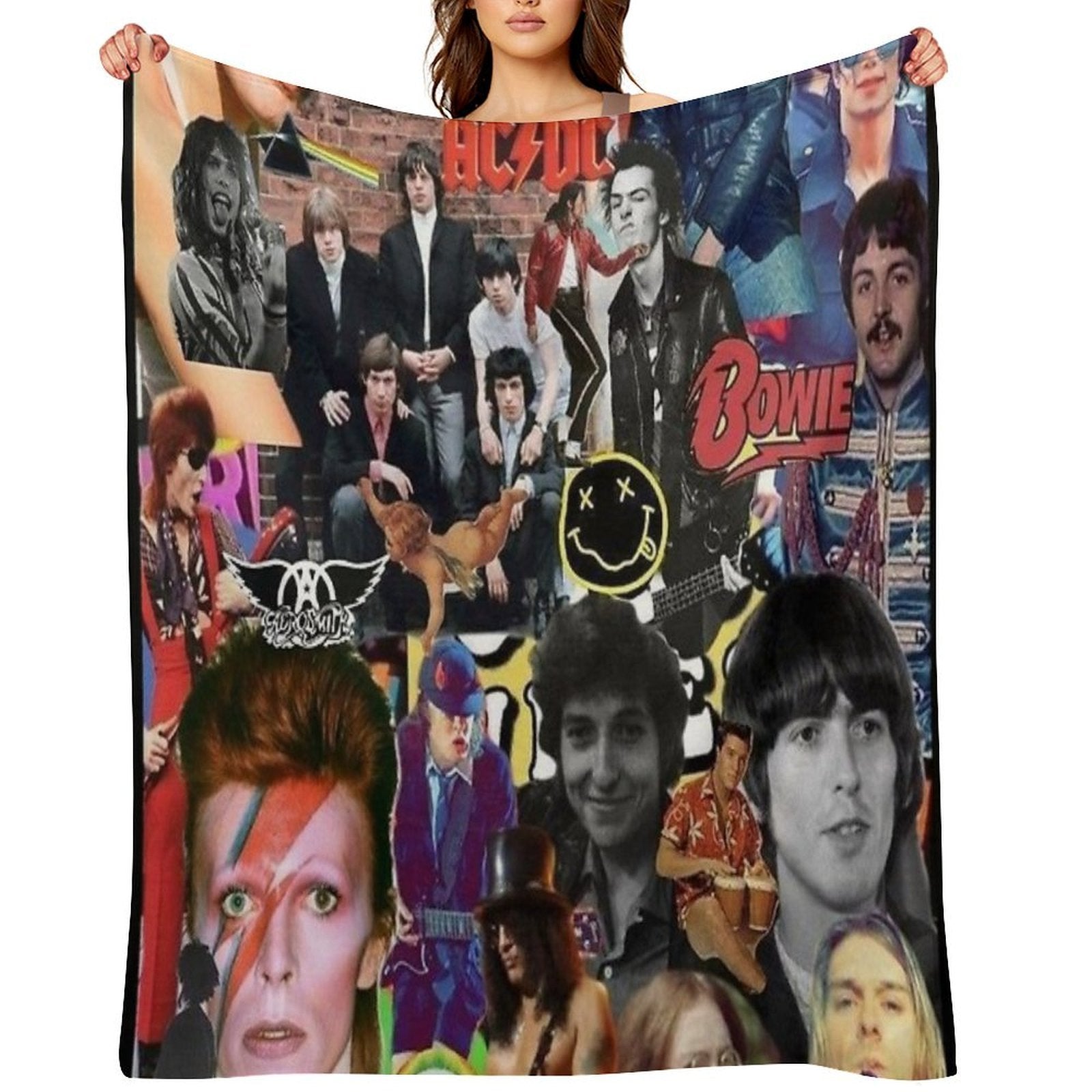 Retro 1990 Rock Band Posters Wrinkle-free Throw Blanket