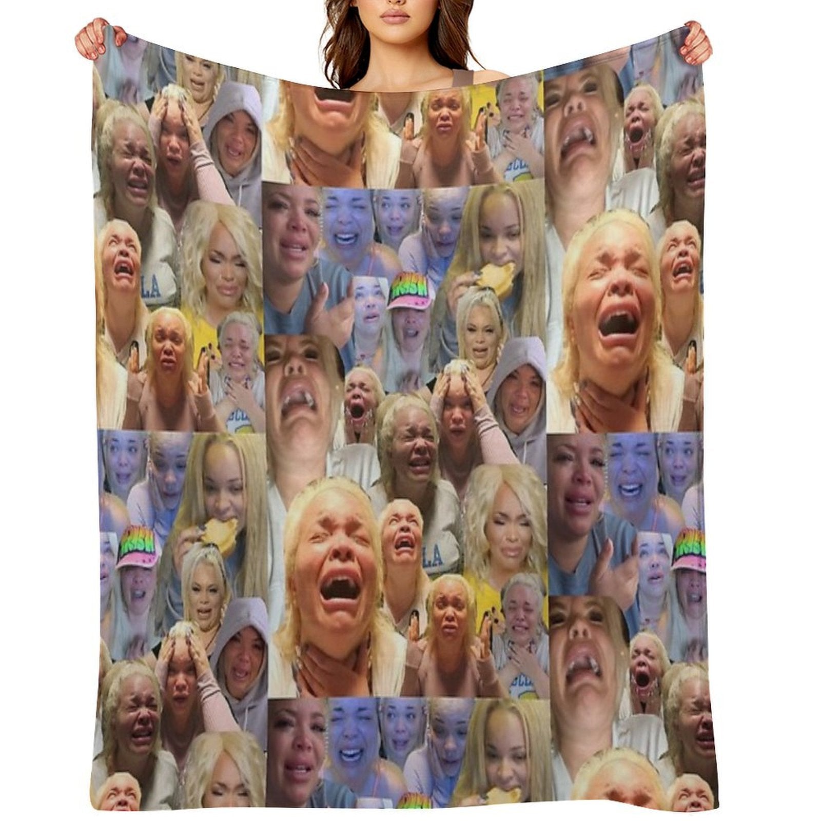 Trisha Pastas Crying on Her Kitchen Floor Collage Quick-dry Throw Blanket