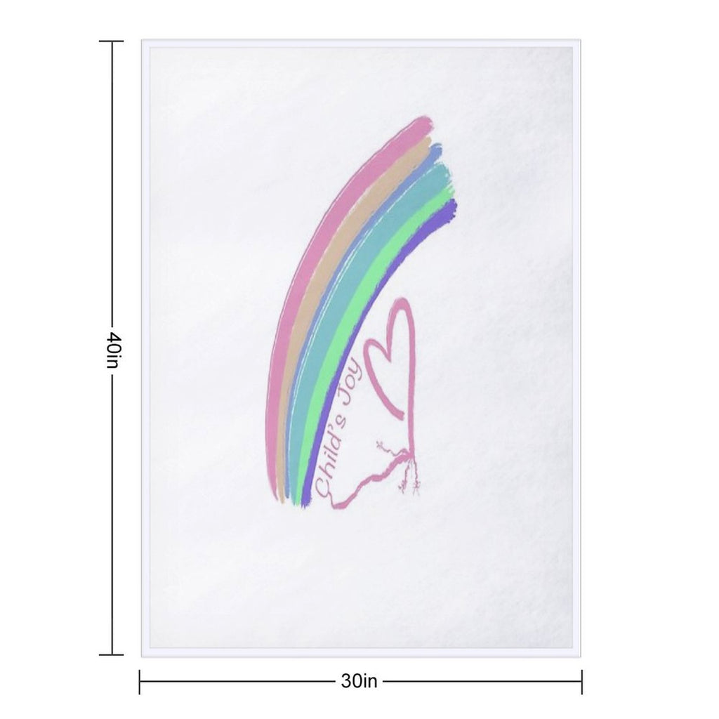 Child's Joy - Colorful Rainbow And Heart Easy Care Throw Blanket