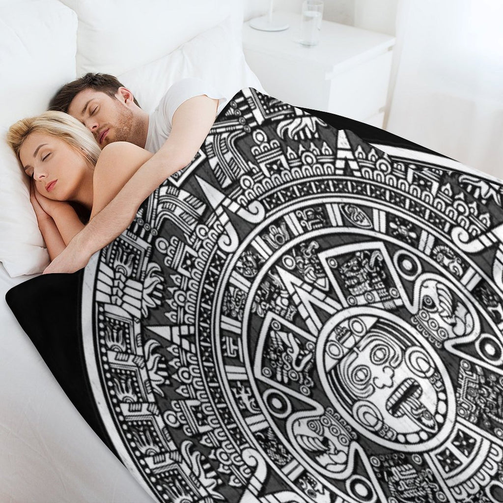 Aztec Calendar Plush Throw Blanket
