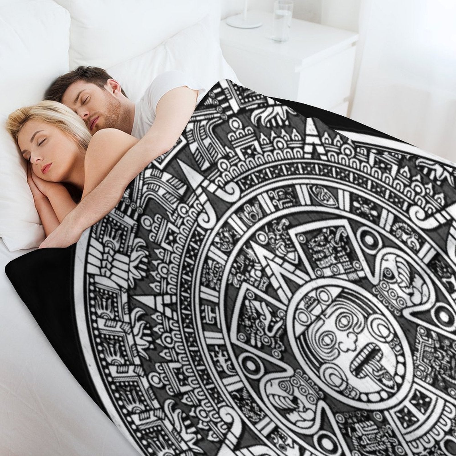 Aztec Calendar Plush Throw Blanket