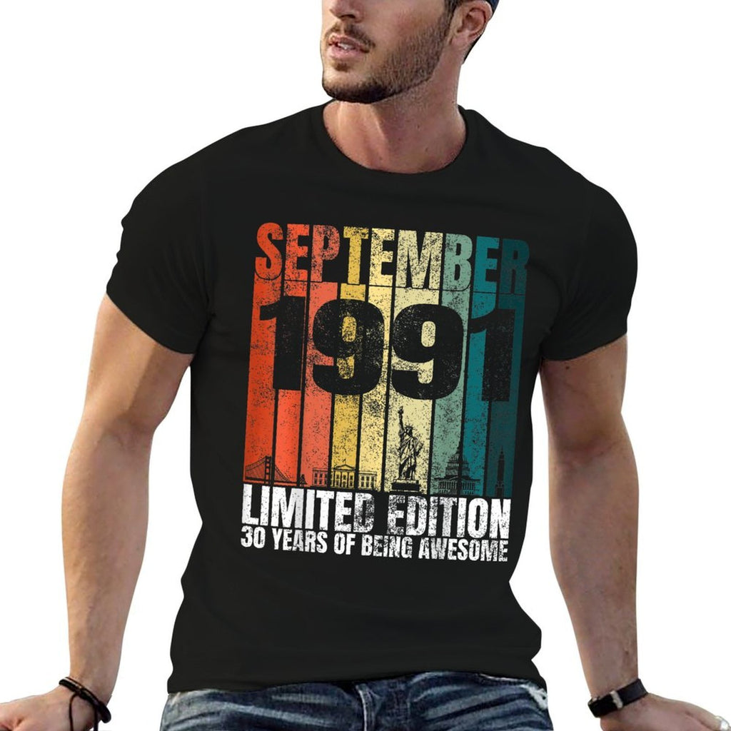 Vintage September 1991 Bday Graphic 30 Years 30th Birthday  Moisture-wicking T-Shirt