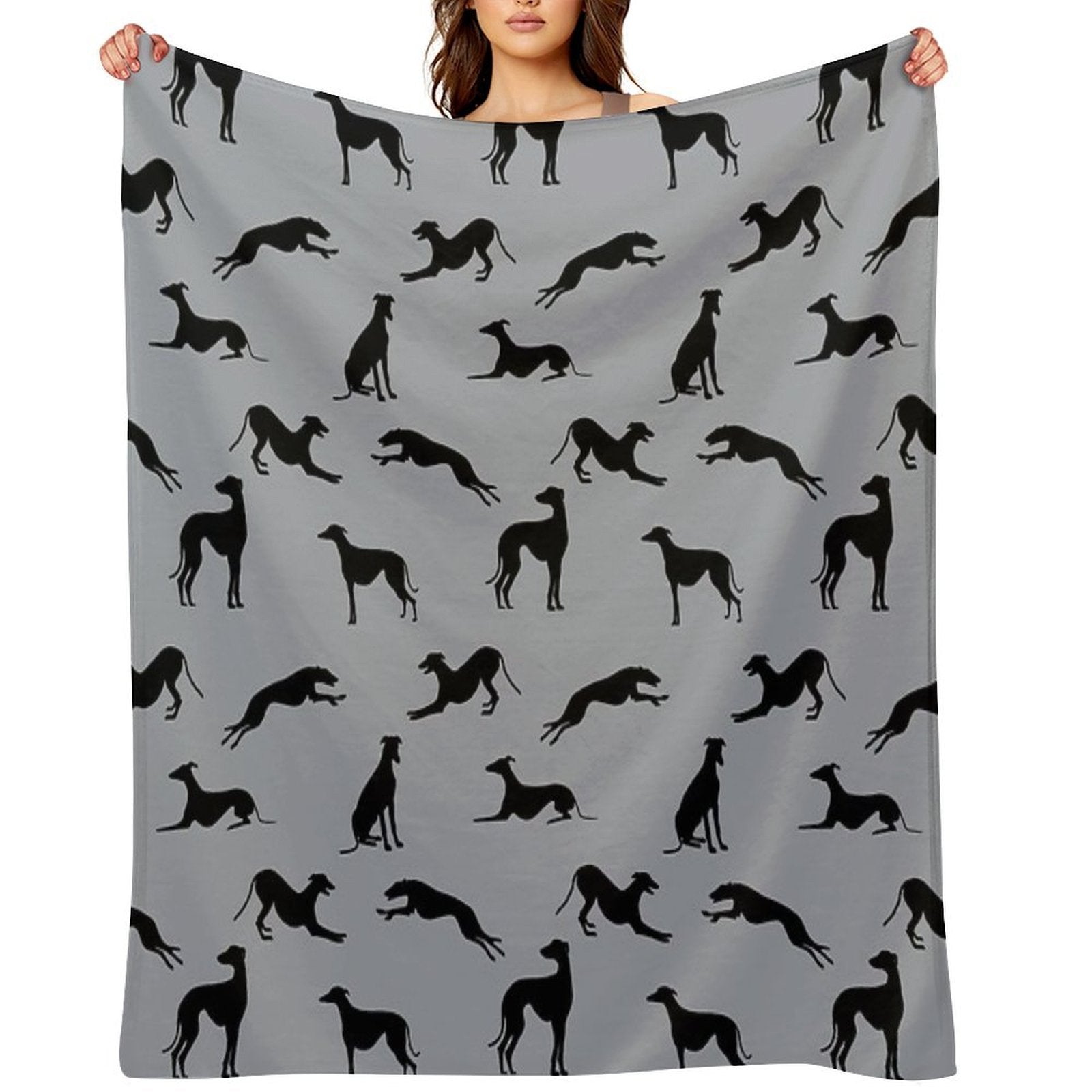 Greyt Greyhound Silhouettes - A3A6AA Eco-conscious Throw Blanket