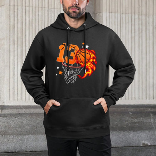 13th Birthday Basketball Thirteen Year Old Basketball Boy Premium Unisex Design Hoodie