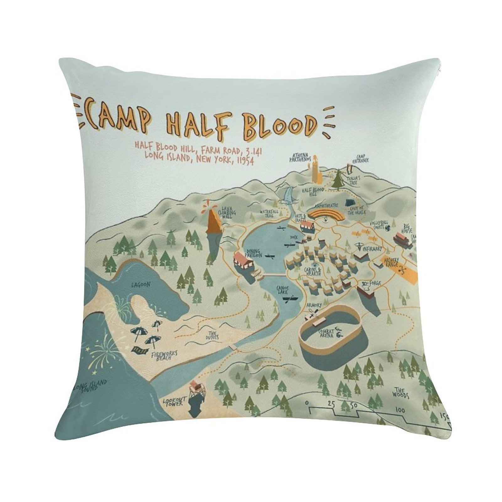 Map of Camp Half Blood Soft High-Density Material Throw Pillow