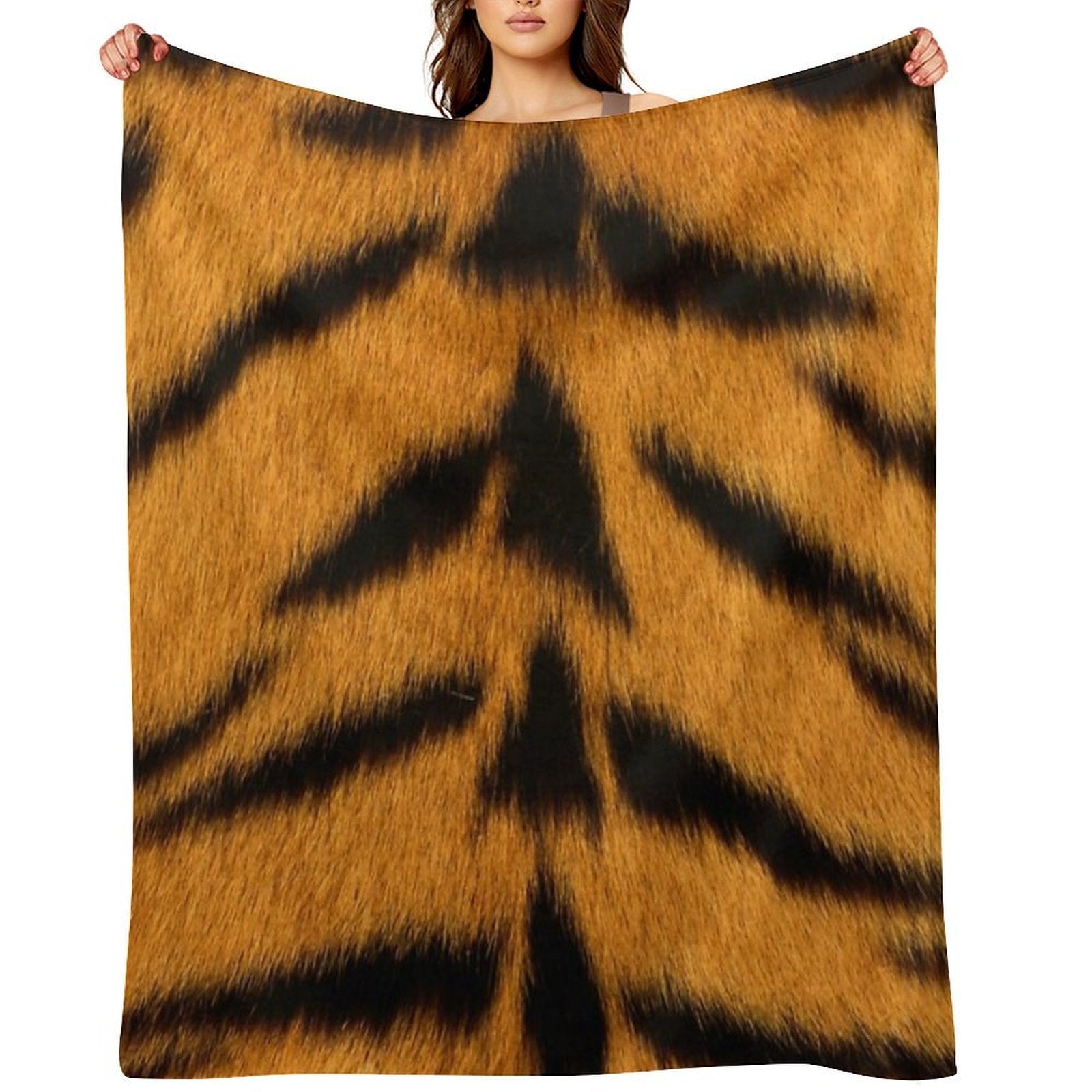 Tiger Print Design Wrinkle-free Throw Blanket