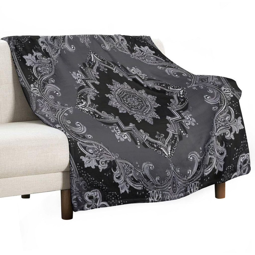 RogerPattern - Timeless Elegance Black & Gray Bandana for Fashion & Home Gift-ready Throw Blanket