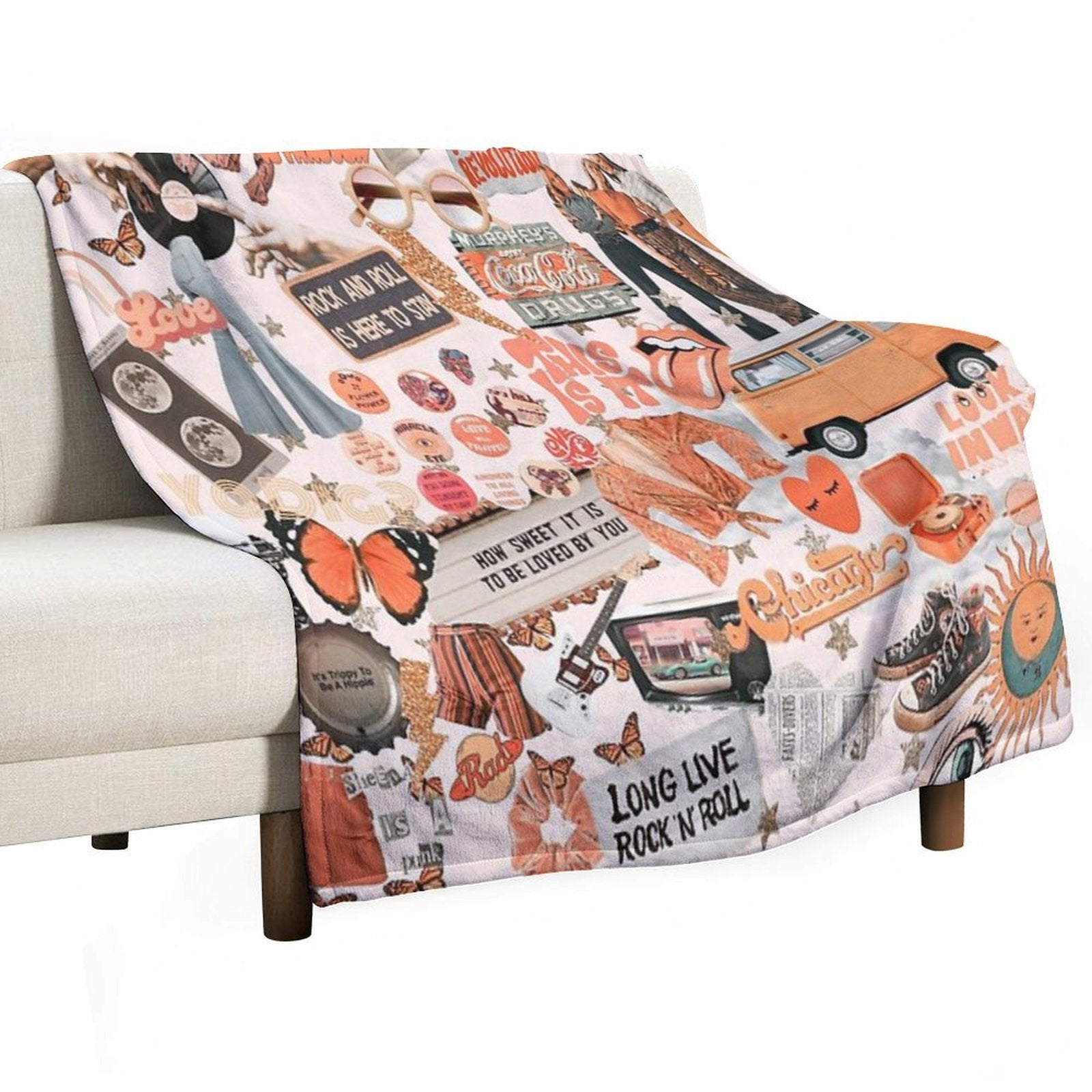 Pink And Orange Collage Premium Throw Blanket