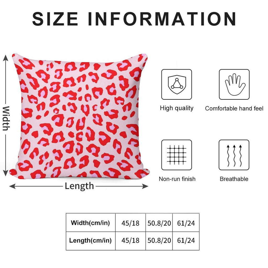 Leopard Print - Red And Pink Original Soft Reinforced Edging Throw Pillow