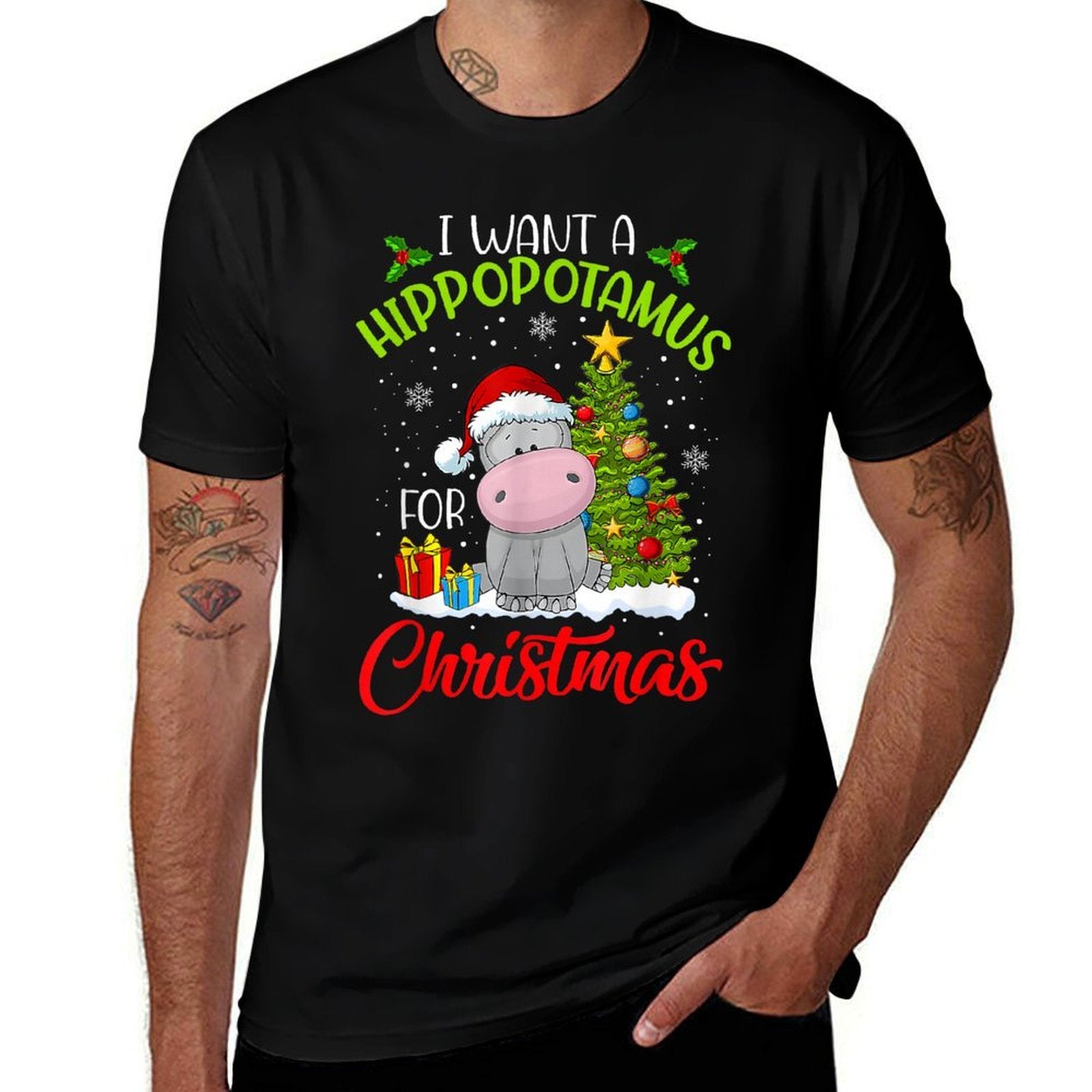I Want A Hippopotamus for Christmas  Polyester Blend T-Shirt