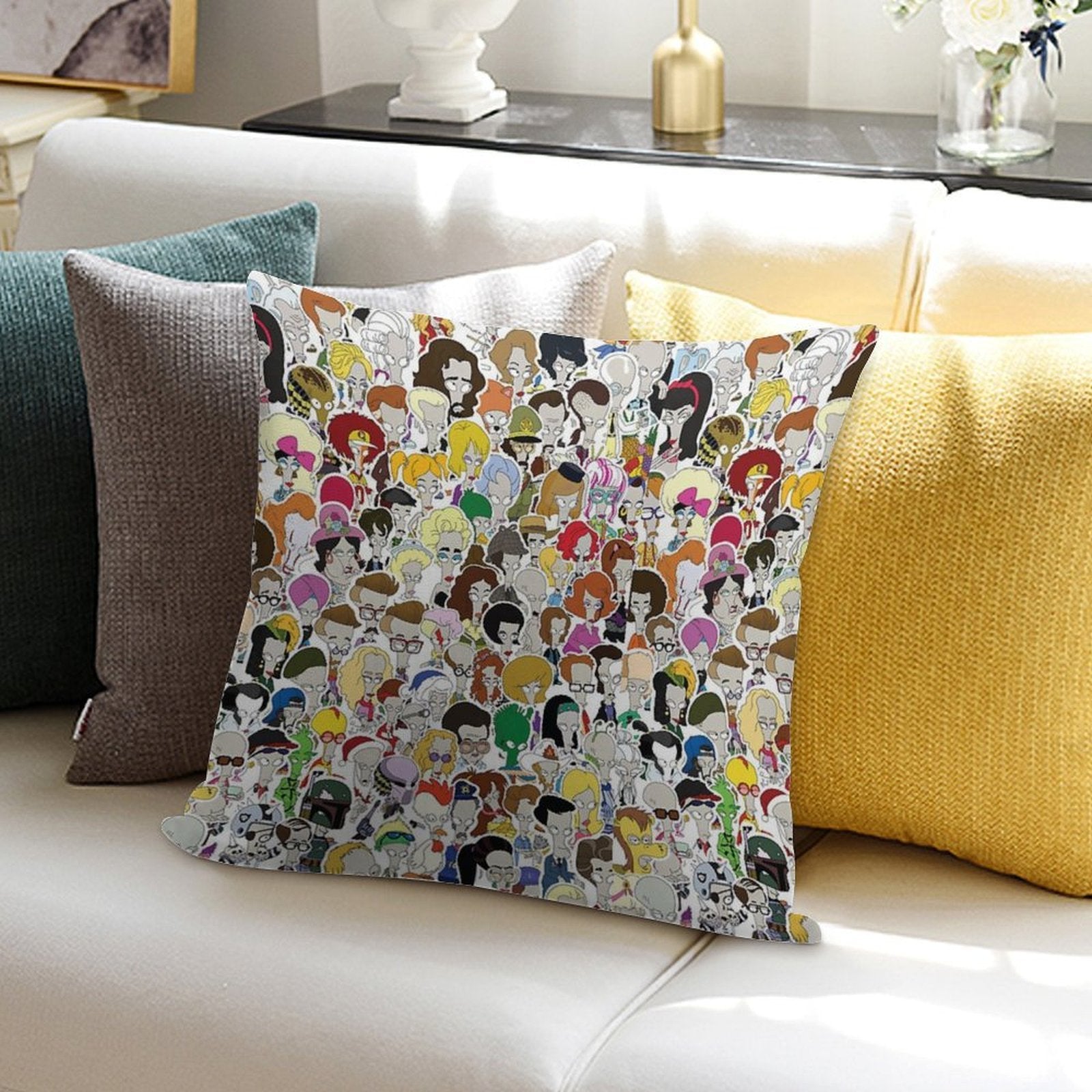 103 Faces of Roger The Alien Soft Ultra-Soft Texture Throw Pillow