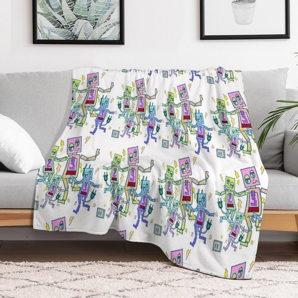 Battery-depleted Robot 5 Versatility Throw Blanket