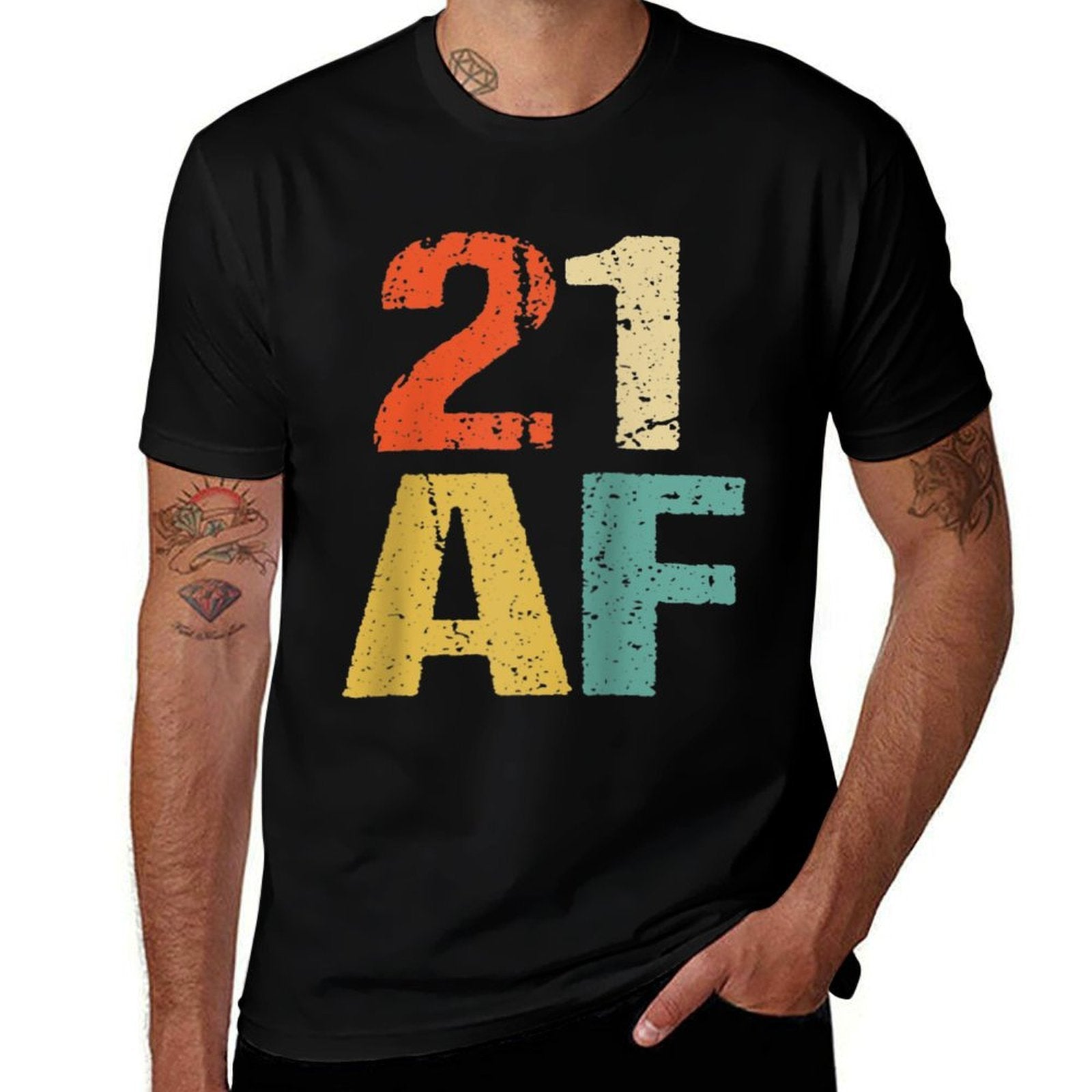 21st Birthday Vintage 21 AF Retro 21st Birthday Raglan Baseball  Polyester Blend T-Shirt