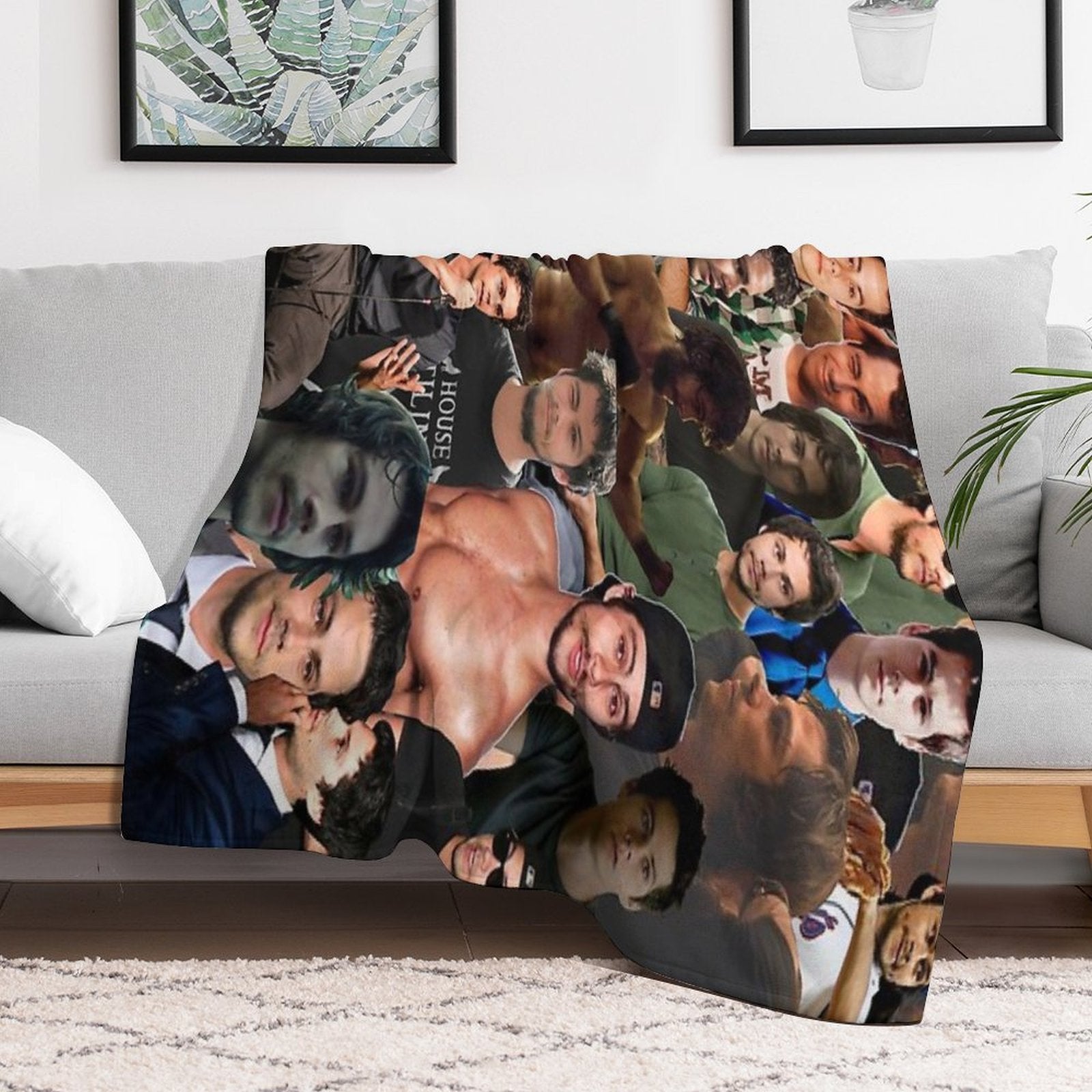Dylan O’Brien Photo Collage Sustainable Throw Blanket