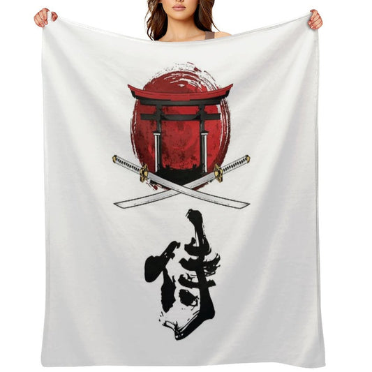 Samurai Katana Tori Gate Kanji Eco-conscious Throw Blanket