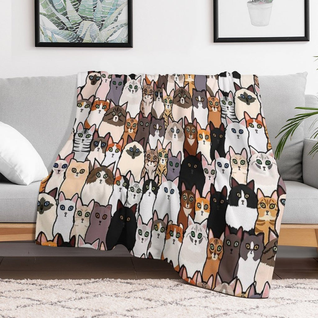 Cute So Many Cats Collage Sustainable Throw Blanket