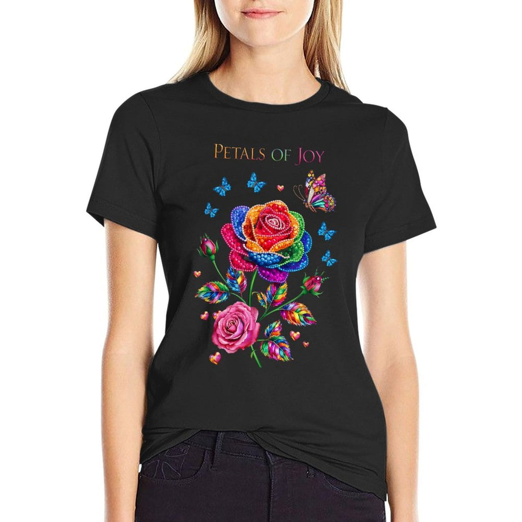 Petals of Joy Colorful Rose And Butterfly Art  Relaxed-fit T-Shirt
