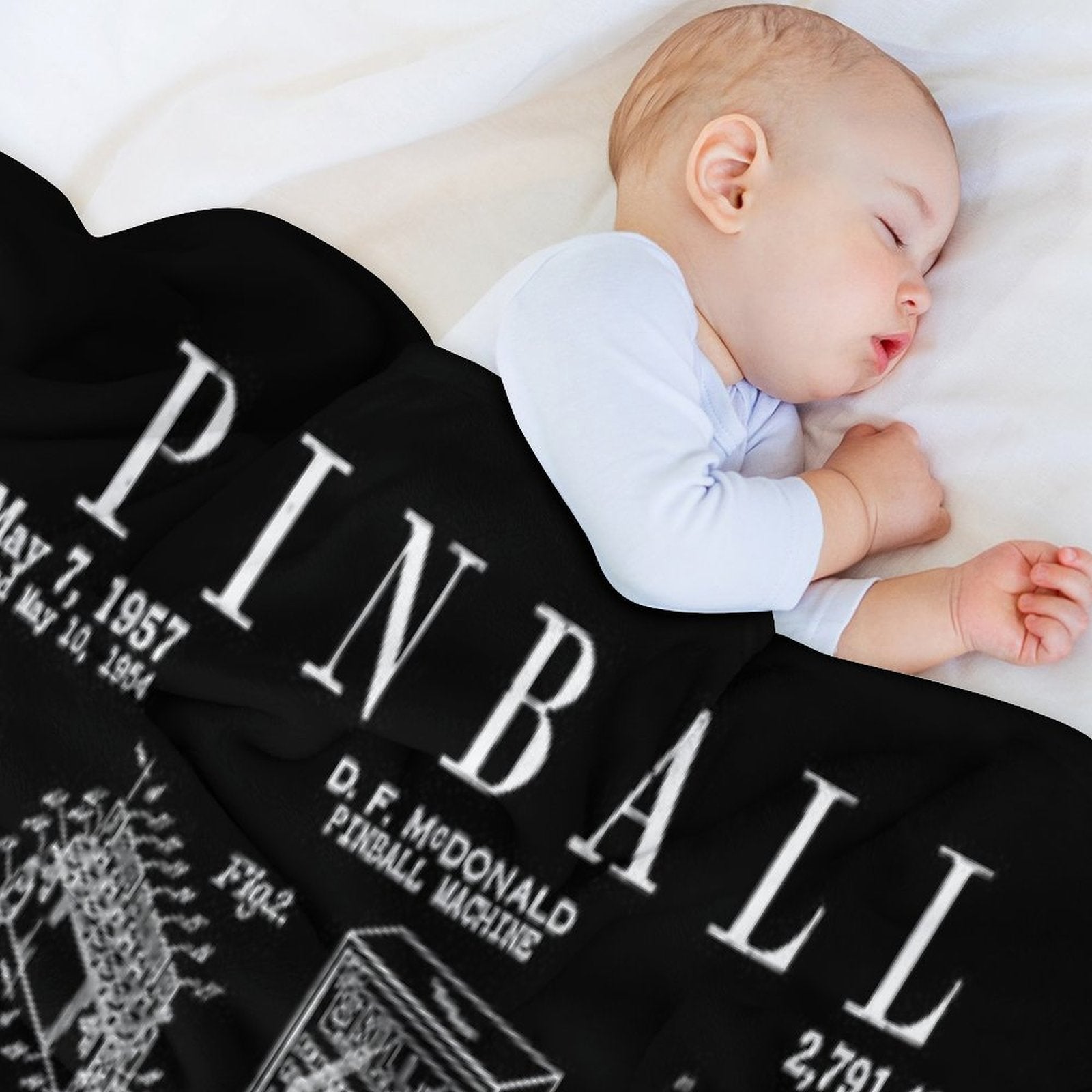 Pinball Arcade Gaming Machine Vintage Gamer Patent Print Plush Throw Blanket