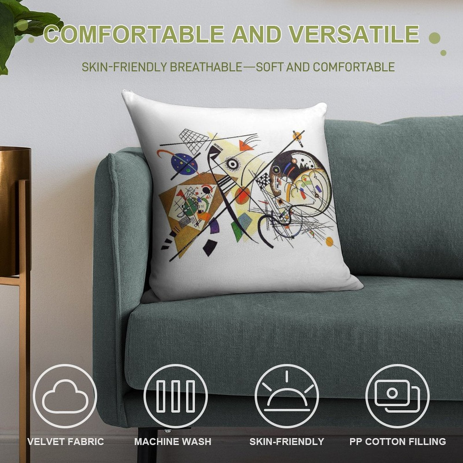 HD. Transverse Line (1923), by Wassily Kandinsky Soft Bedroom Essential Throw Pillow