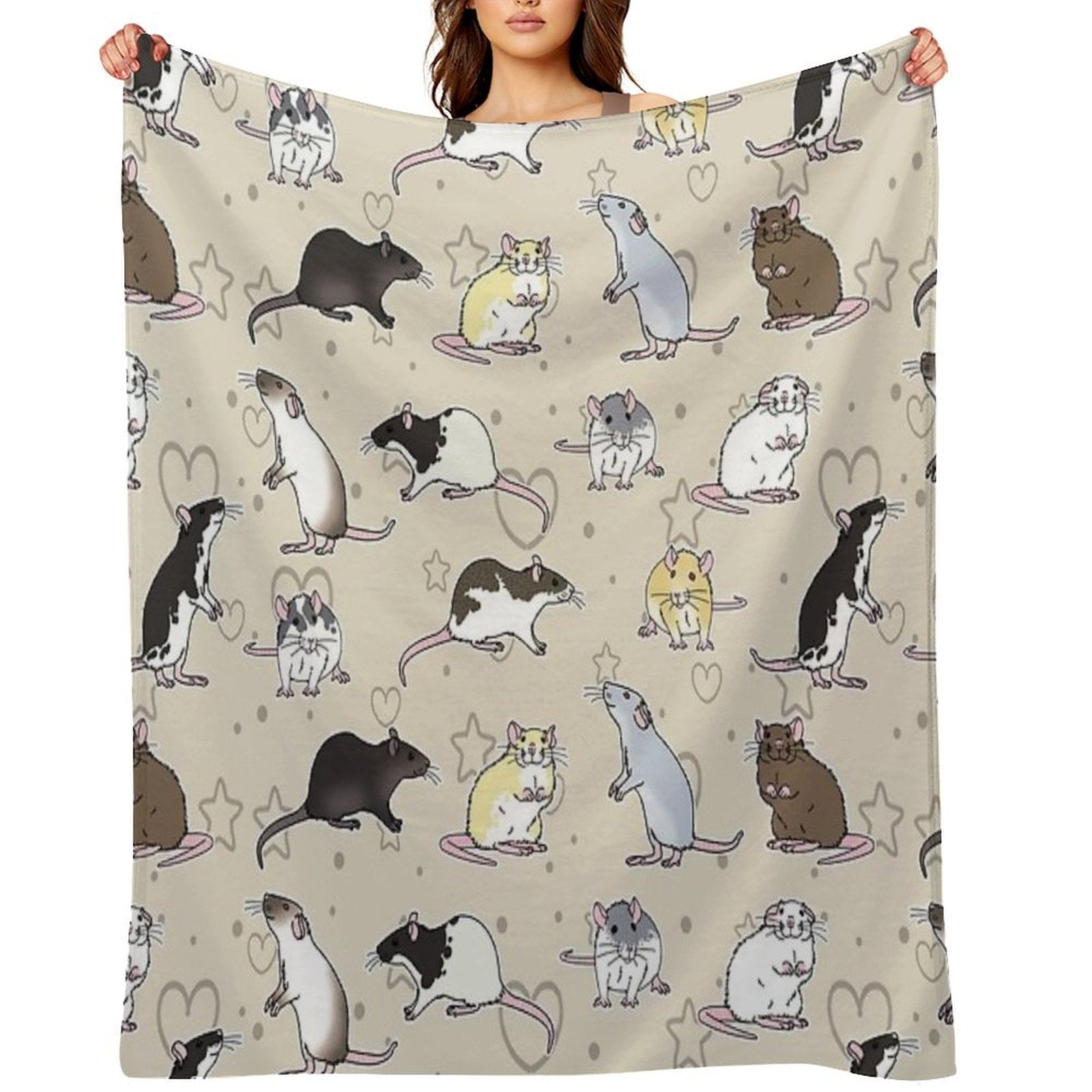 Fancy Rats Pattern Simple But Cute Gift-ready Throw Blanket