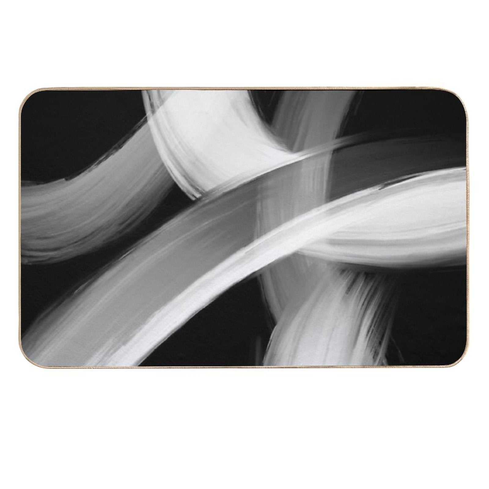 Black And White Fine Art Painted Abstract  Anti-Trip Bath Mat