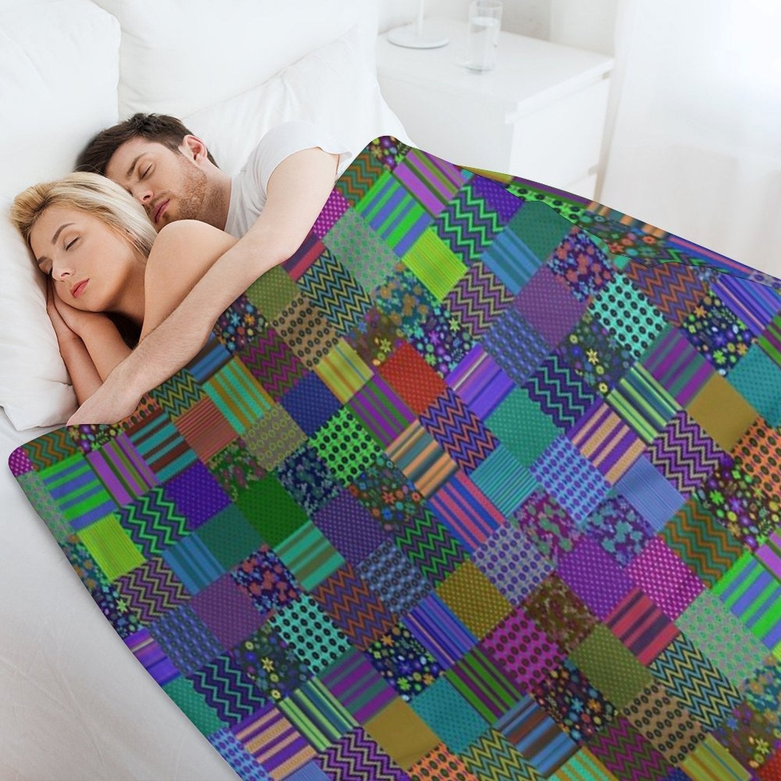 Bohemian Patchwork Quilt Pattern Cool Boho Gypsy Hipster Gift-ready Throw Blanket