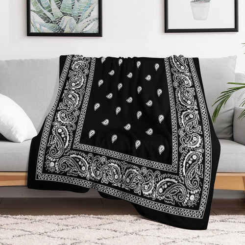 Bandana Black Velvety-soft Throw Blanket